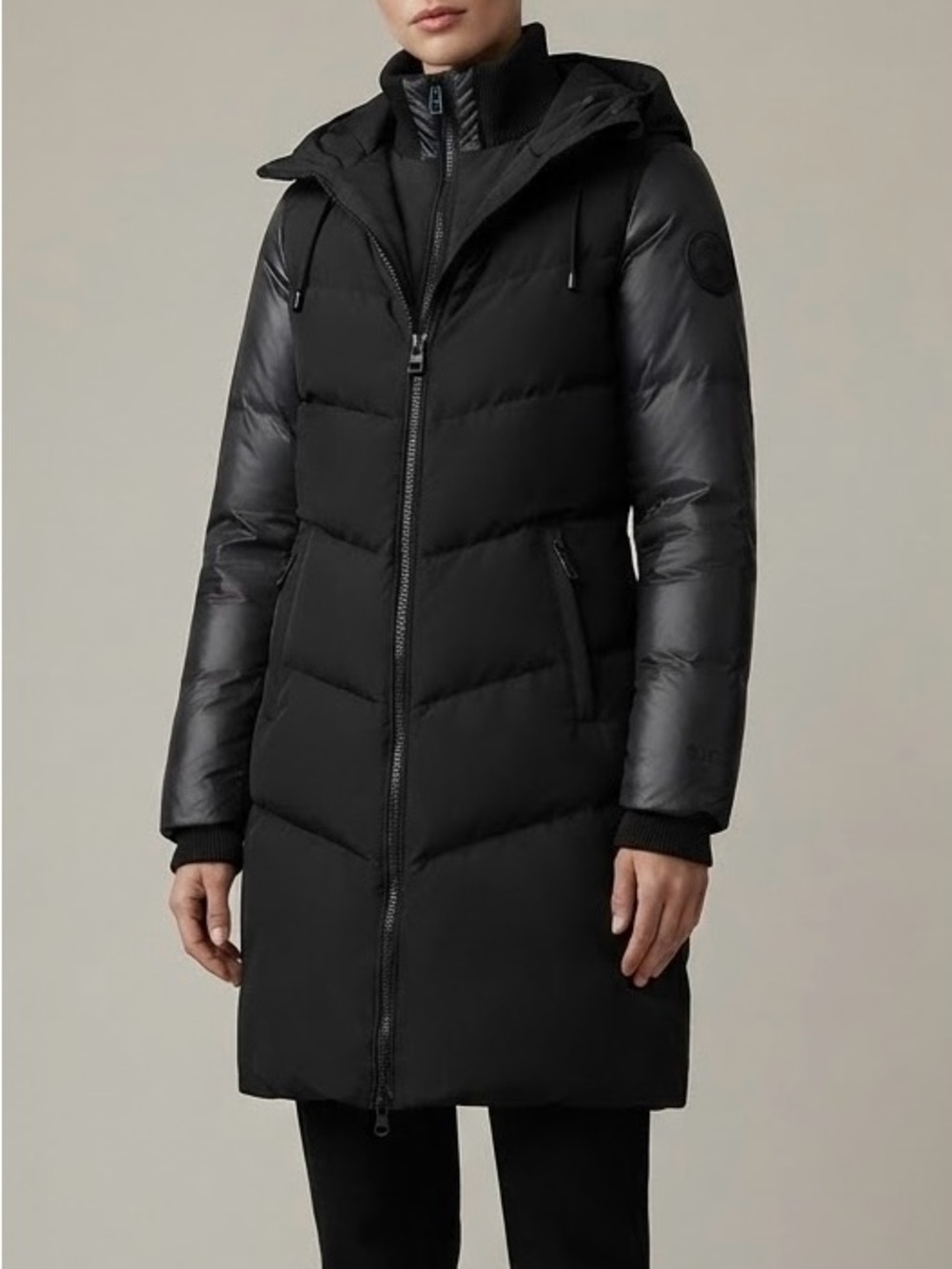 RUD BY RUDSAK Mya Black Down Puffer Parka Coat Size S Long Quilted Jacket